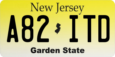 NJ license plate A82ITD
