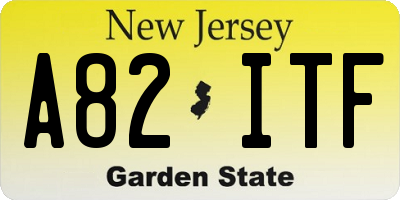 NJ license plate A82ITF