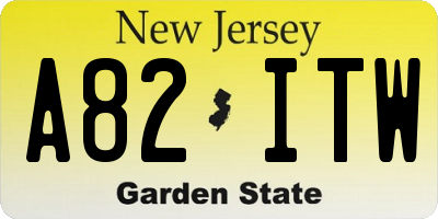 NJ license plate A82ITW