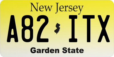 NJ license plate A82ITX