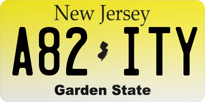 NJ license plate A82ITY