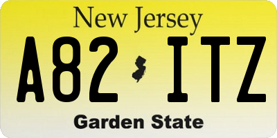 NJ license plate A82ITZ