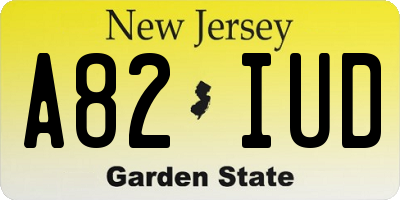 NJ license plate A82IUD