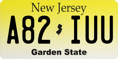 NJ license plate A82IUU