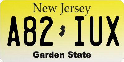 NJ license plate A82IUX