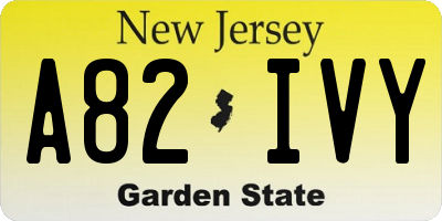NJ license plate A82IVY