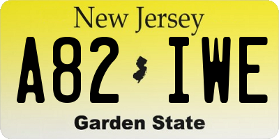 NJ license plate A82IWE