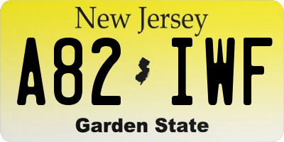 NJ license plate A82IWF