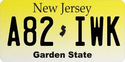 NJ license plate A82IWK