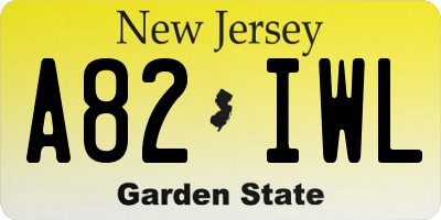 NJ license plate A82IWL
