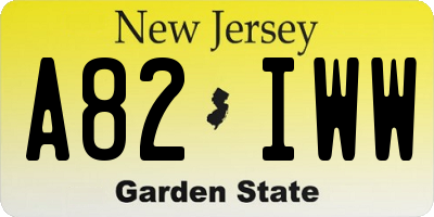 NJ license plate A82IWW