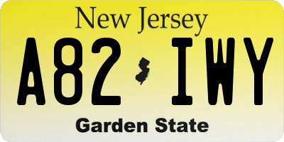 NJ license plate A82IWY