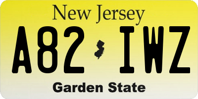 NJ license plate A82IWZ