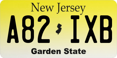 NJ license plate A82IXB