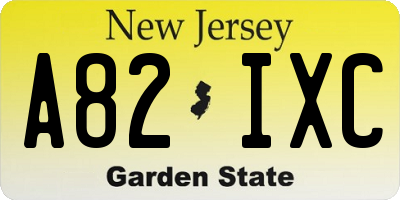 NJ license plate A82IXC