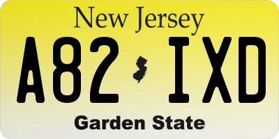 NJ license plate A82IXD