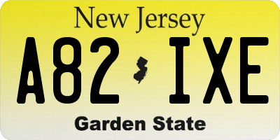 NJ license plate A82IXE