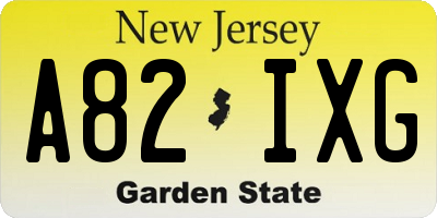 NJ license plate A82IXG