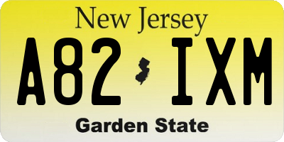 NJ license plate A82IXM
