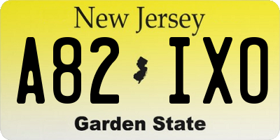 NJ license plate A82IXO