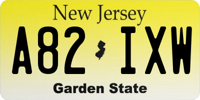 NJ license plate A82IXW