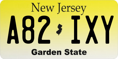 NJ license plate A82IXY