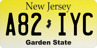 NJ license plate A82IYC