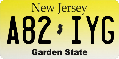 NJ license plate A82IYG