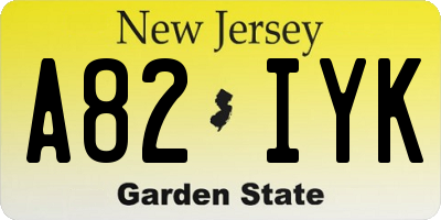 NJ license plate A82IYK