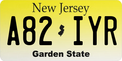 NJ license plate A82IYR