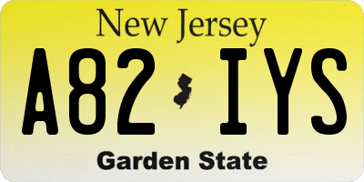 NJ license plate A82IYS