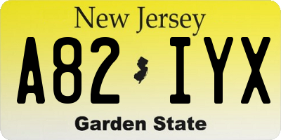 NJ license plate A82IYX