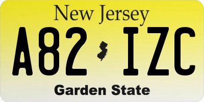 NJ license plate A82IZC