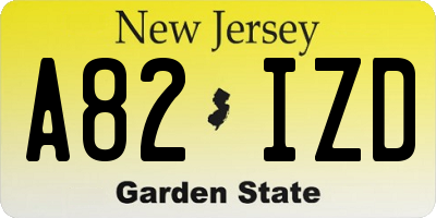 NJ license plate A82IZD