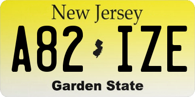 NJ license plate A82IZE