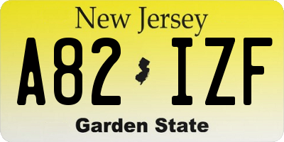 NJ license plate A82IZF
