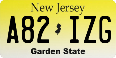 NJ license plate A82IZG