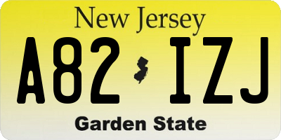 NJ license plate A82IZJ