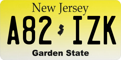 NJ license plate A82IZK