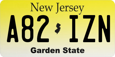 NJ license plate A82IZN