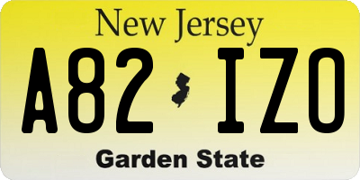 NJ license plate A82IZO