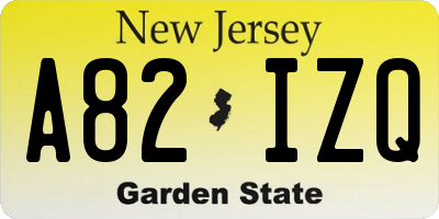 NJ license plate A82IZQ