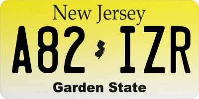 NJ license plate A82IZR