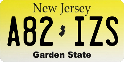 NJ license plate A82IZS