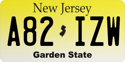 NJ license plate A82IZW