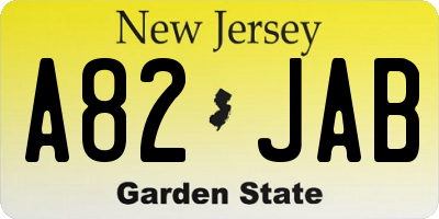 NJ license plate A82JAB