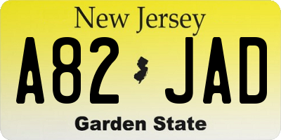 NJ license plate A82JAD