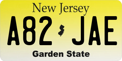 NJ license plate A82JAE