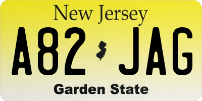 NJ license plate A82JAG