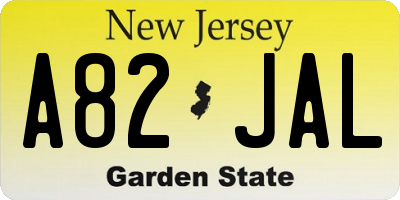 NJ license plate A82JAL